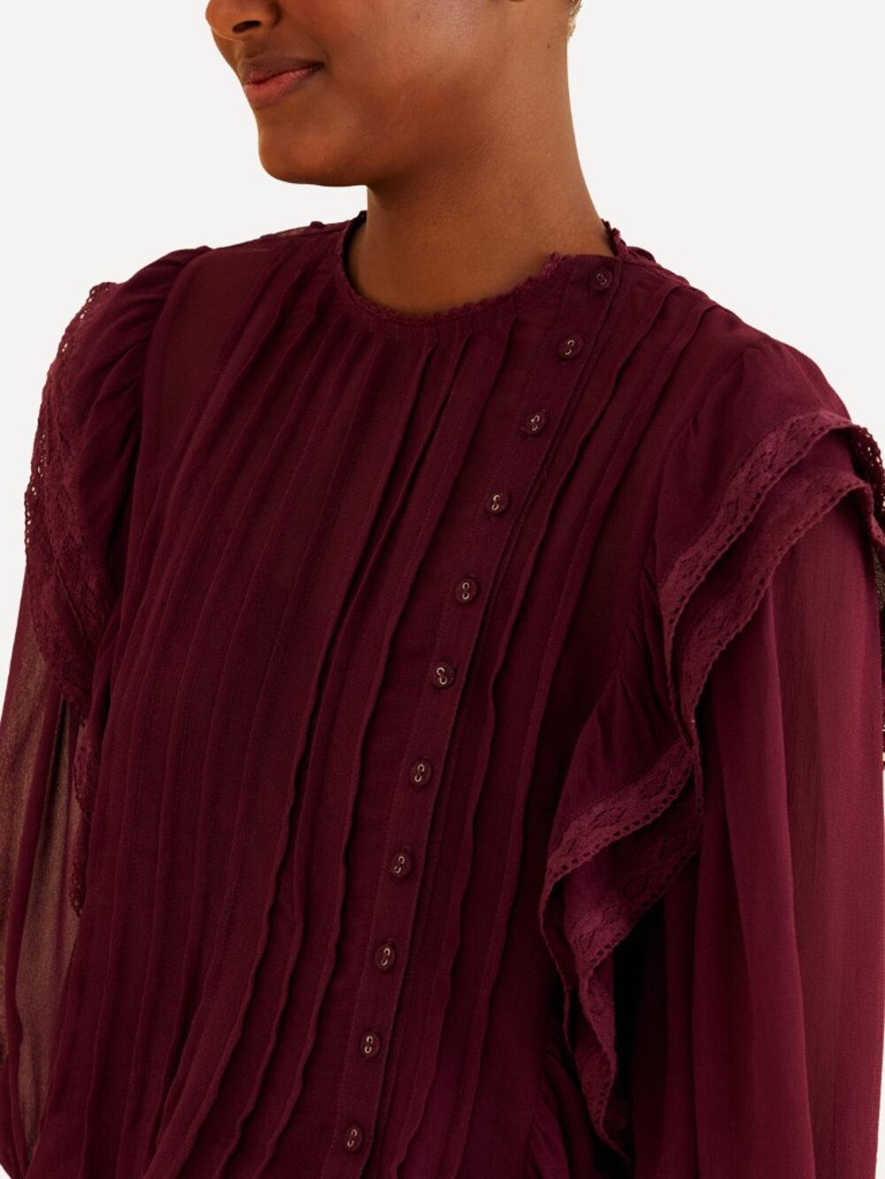 FARM Rio Burgundy Ruffled Blouse - Picture 11 of 13